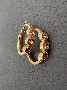 Brighton Gold Hoop Earrings with Amber Stones